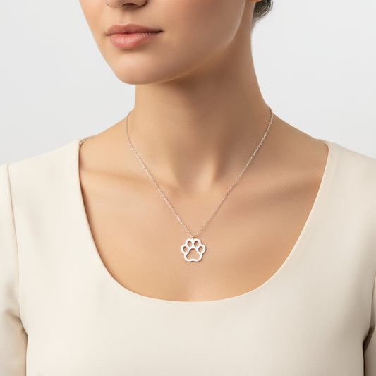Hundepfote Damen Silber Halskette 