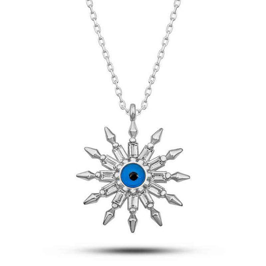 Protective Eye Sun Women's Silver Necklace