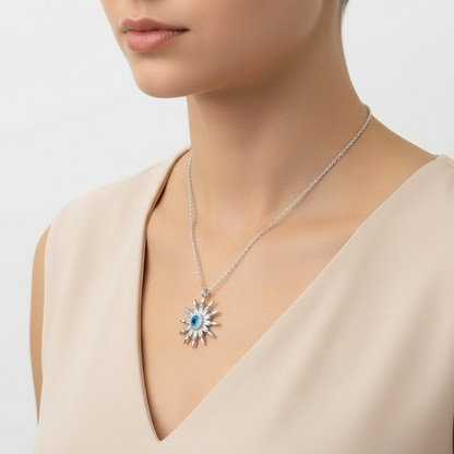 Schützende Augen-Sonne-Damen-Silberkette