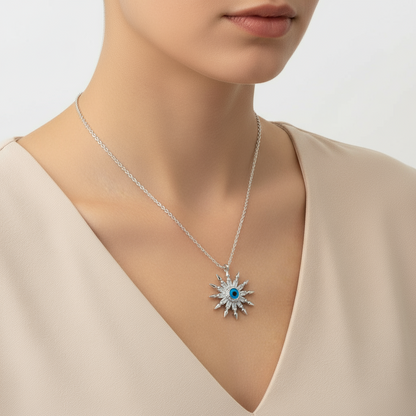 Schützende Augen-Sonne-Damen-Silberkette