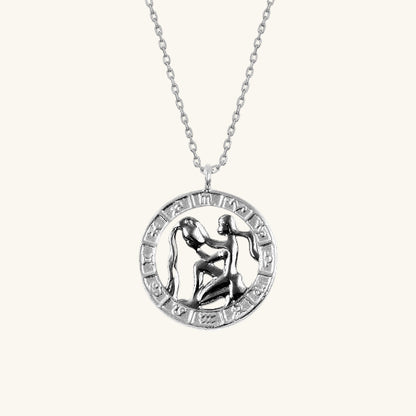 Aquarius Zodiac Silver Necklace