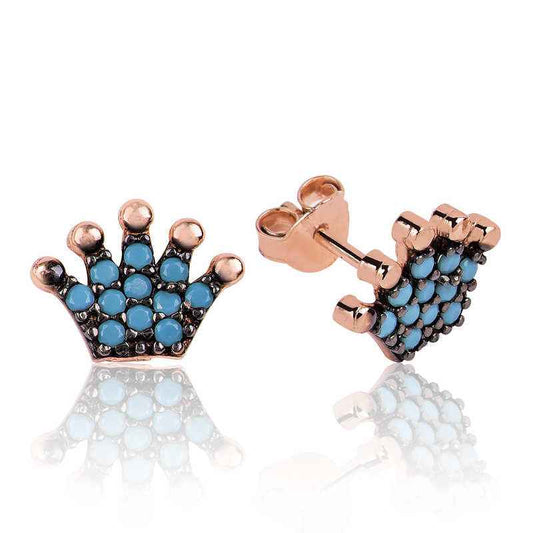 Queen's Crown Stud Silver Earrings