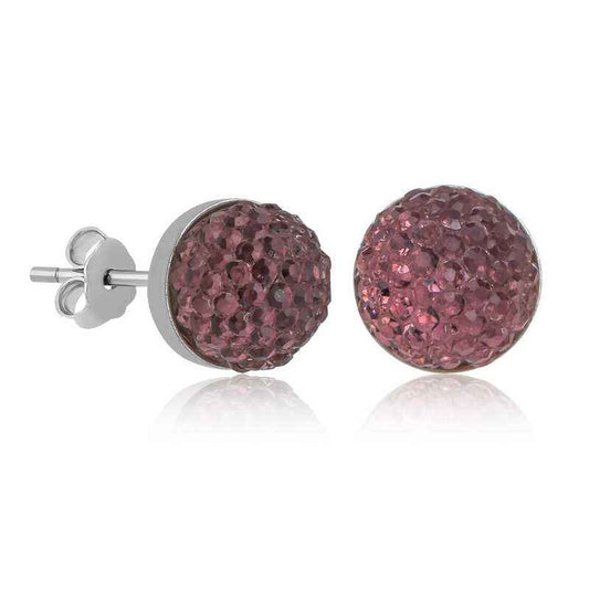 Crystal Stud Women's Silver Earrings