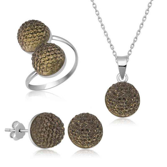 Crystal Women's Silver Adjustable Set