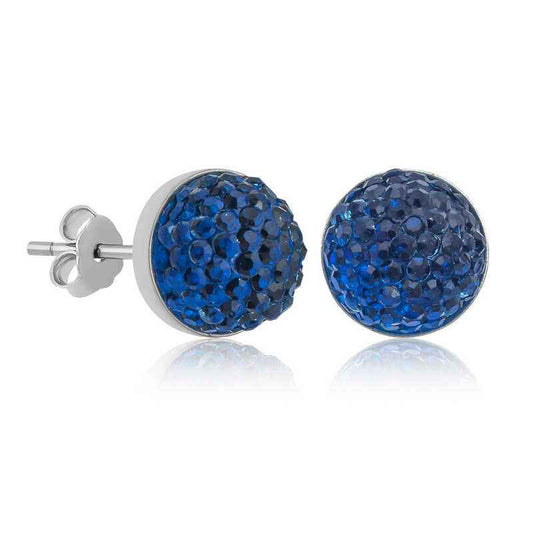 Blue Crystal Studded Silver Earrings