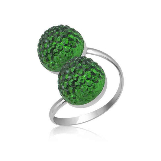 Crystal Stone Women's Adjustable Silver Ring