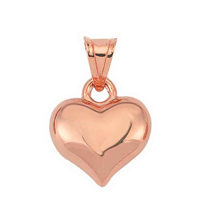 Small 3D Rose Heart Women's Silver Pendant