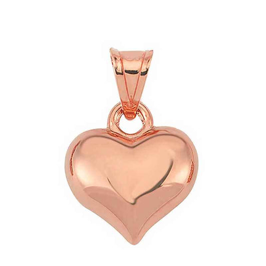 Small 3D Rose Heart Women's Silver Pendant