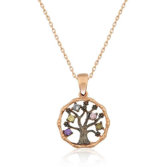 Small Tree of Life Rose Gold Plated Silver Women's Necklace