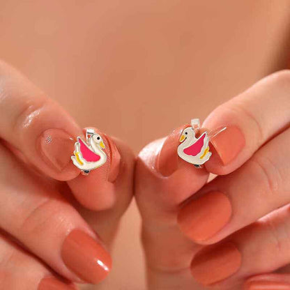 Swan Children's Silver Earrings