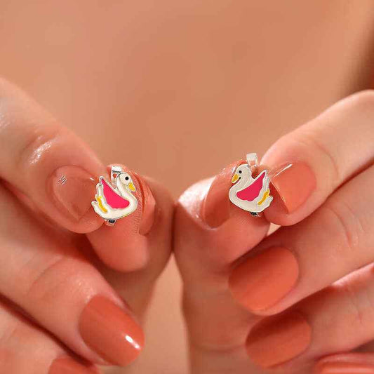 Swan Children's Silver Earrings