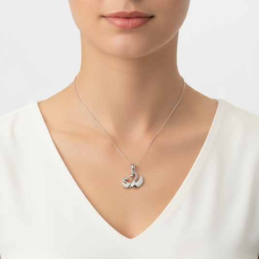 Damen-Silberkette mit Schwanenmotiv