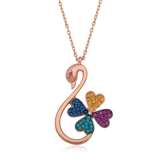 Swan Clover Women's Silver Necklace