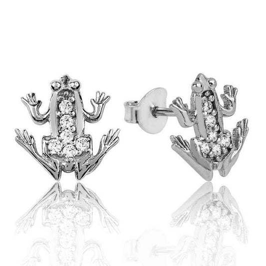 Frog Stud Silver Earrings