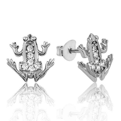 Frog Stud Silver Earrings
