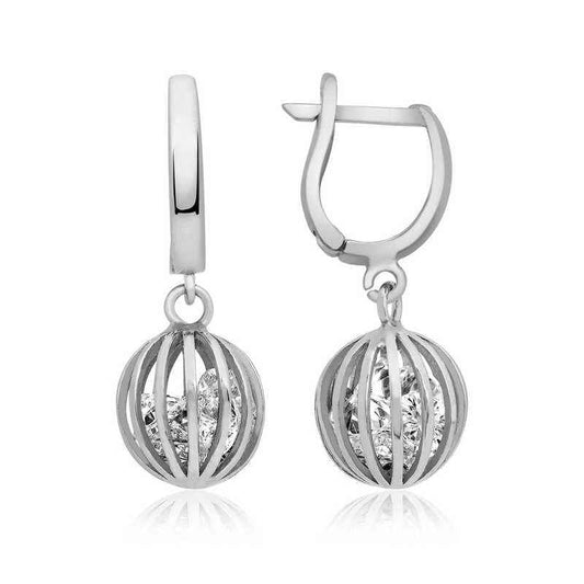 Stone Ball Silver Earrings