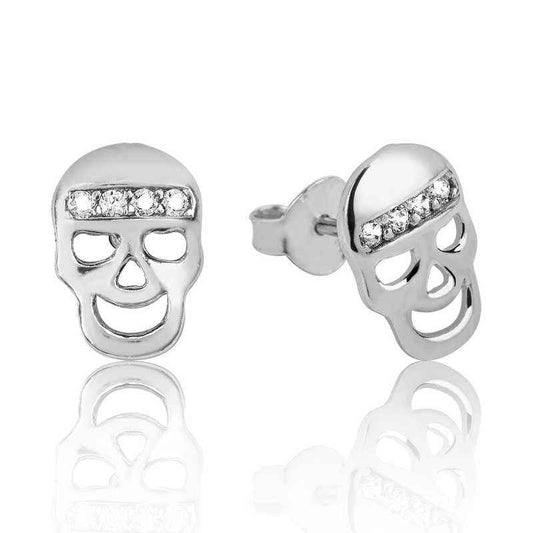 Skull Stud Silver Earrings