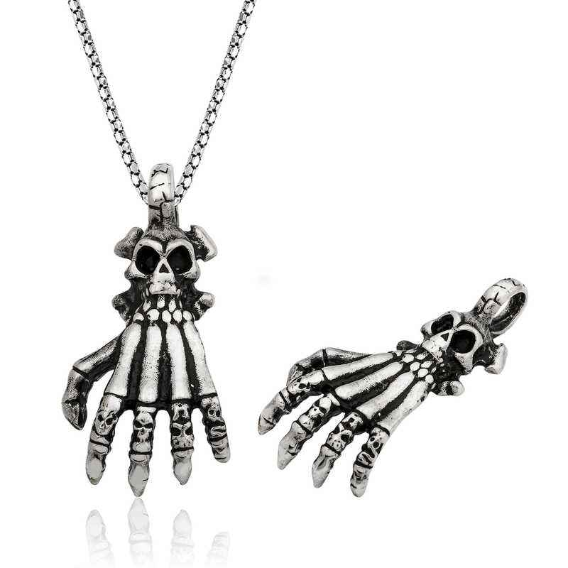 Skull Hand Men's Silver Necklace