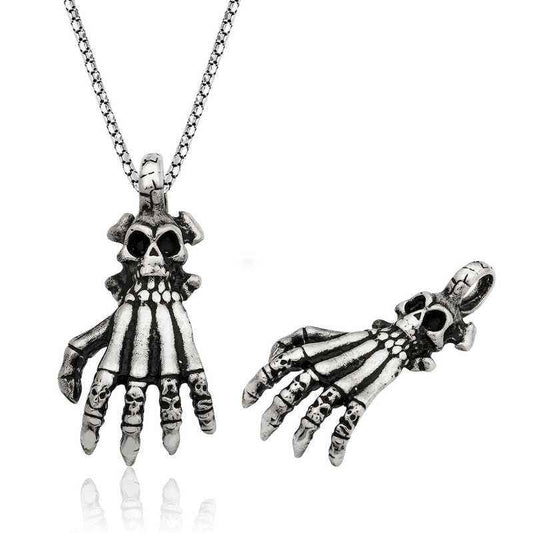 Skull Hand Men's Silver Necklace