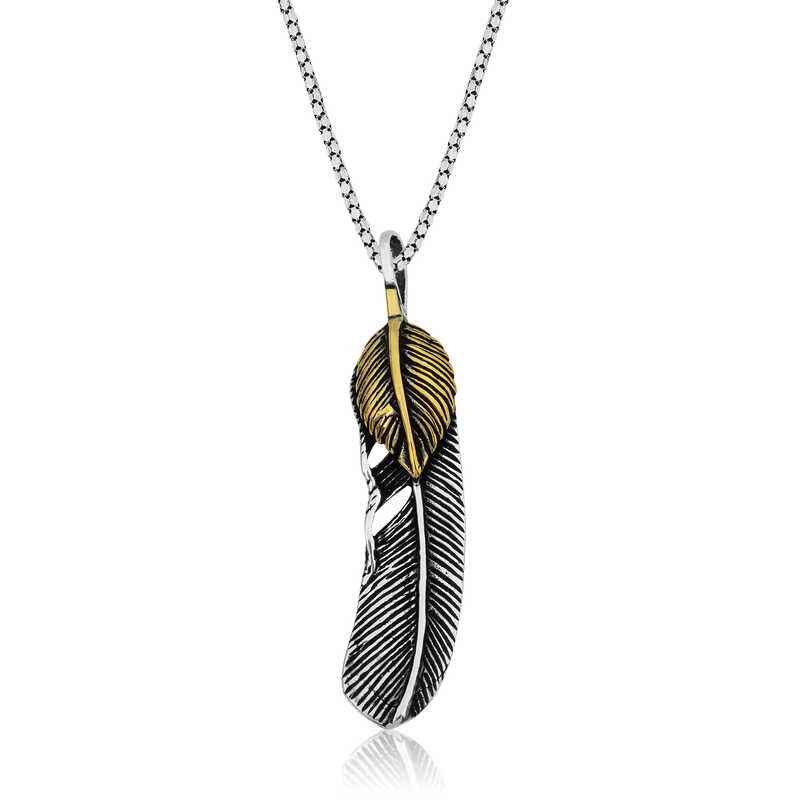 Bird Feather Silver Pendant