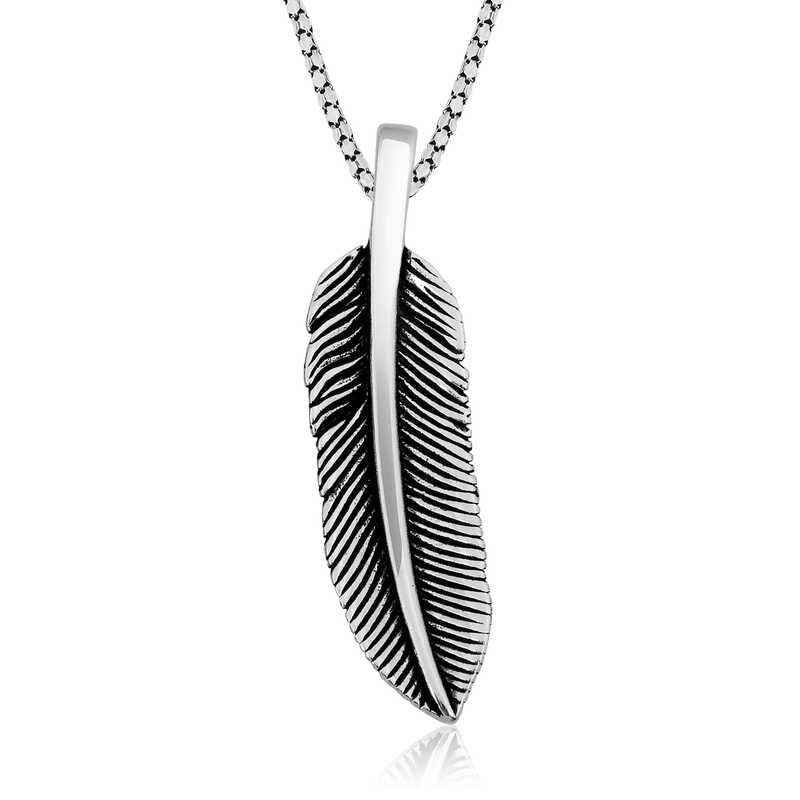 Bird Feather Silver Necklace