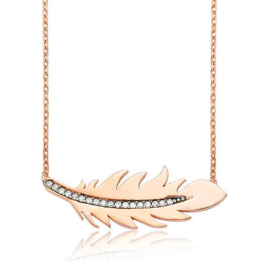 Women's Feather Silver Necklace