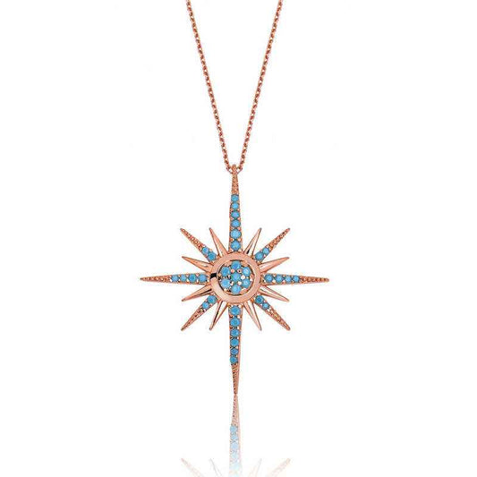North Star Women's Rose Gold Plated Silver Necklace