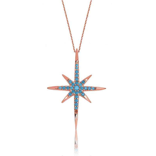 North Star Women's Rose Gold Plated Silver Necklace