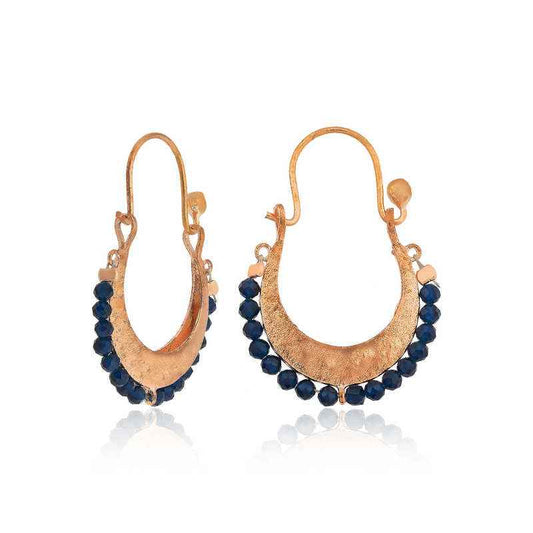 Lacivert Taşlı Bohem Women's Silver Earrings