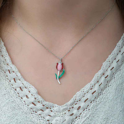 Tulip Women's Silver Necklace