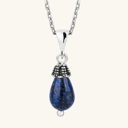 Lapis Natural Stone Women's Silver Necklace