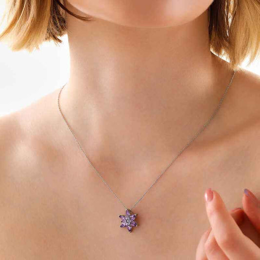 Lilac Lotus Flower Women's Silver Pendant