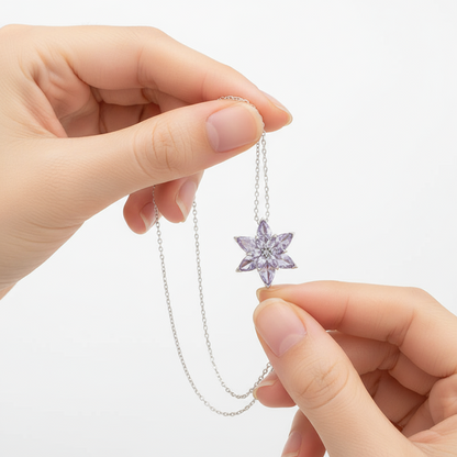 Lila Lotusblüte Damen Silber Halskette