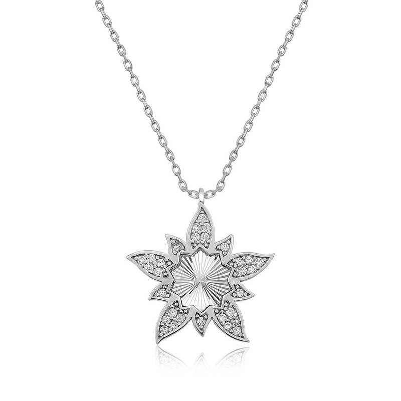 Lotus Flower Women's Silver Necklace