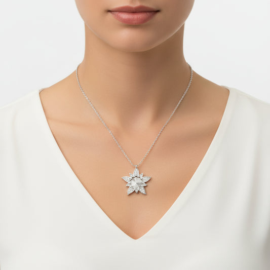 Lotus Flower Women's Silver Necklace