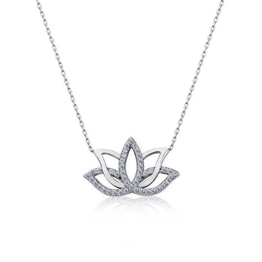 Lotus Flower Silver Necklace