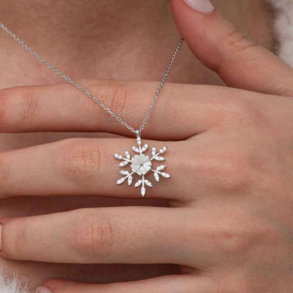 Magnolia Flower Snowflake Women's Silver Necklace