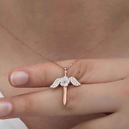 Magnolia Flower Angel Women's Silver Necklace