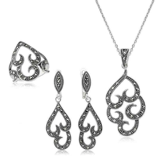 Marcasite Stone Women's Silver Set