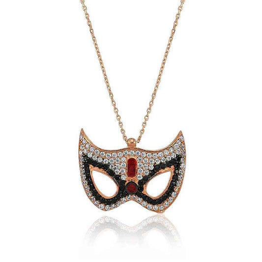 Mask Women's Rose Gold Plated Silver Necklace