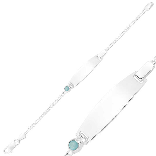 Bracelet enfant en argent avec plaque de perles bleues