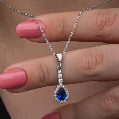 Blue Drop Zircon Stone Women's Silver Necklace