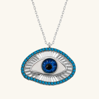 Blue Eye Protective Women's Silver Necklace
