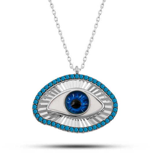 Blue Eye Protective Women's Silver Necklace