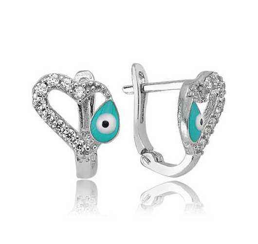 Heart Figurine Children's Silver Earrings