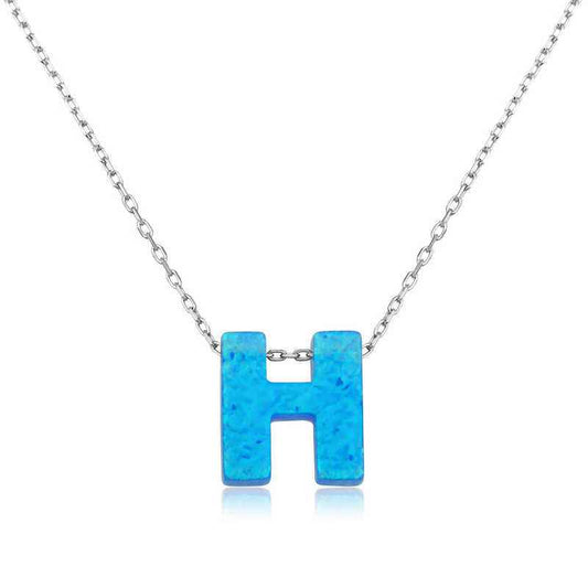 Opal Letter Women's Silver Necklace