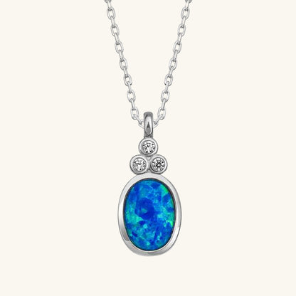 Blue Opal Stone Pineapple Women's Silver Necklace