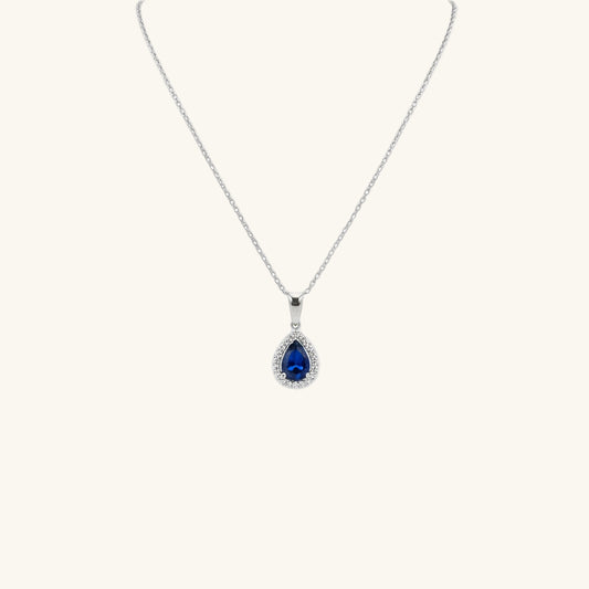 Blue Stone Drop Women's Silver Necklace
