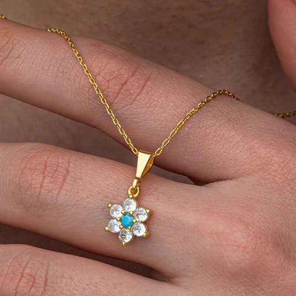 Blue Stone Gold Plated Flower Women's Silver Set