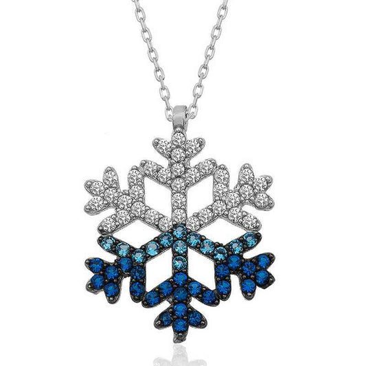 Blue Stone Snowflake Women's Silver Pendant